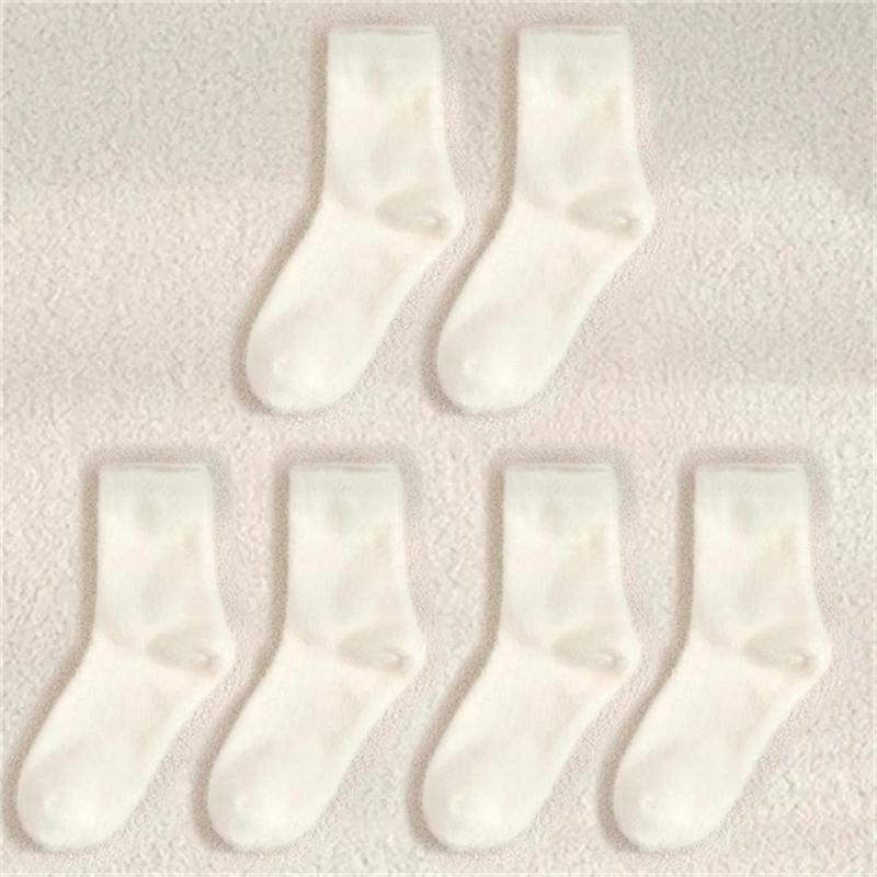 1/2/3/4 Pairs Cute Mink Plush White Black Women Socks Autumn Winter Elastic Thickened Lovely Thermal Coral Velvet Sleep Sock