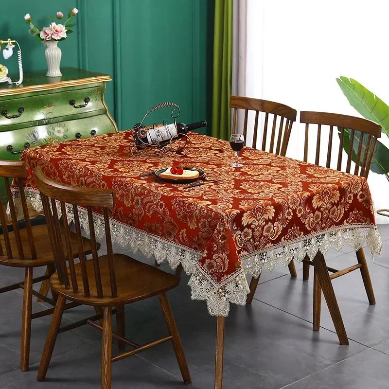 Роскошная красная скатерть с кисточками, китайская вышитая скатерть для обеденного или журнального столика, для свадебной вечеринки, прямоугольная скатерть, украшение 60x60cm красный