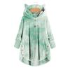 Women Fashion Plush Pocket Winter Tie-dyed Long Sleeve Keep Cat Ears Warm Coat