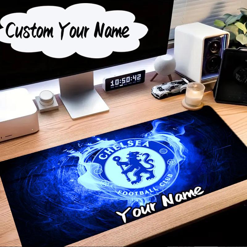 Custom Name Mouse Pad Blue Chelsea Football Club Logo Mouse Pad Desk Mat, Non-Slip Rubber Backer Pad For Computer Notebook Gaming Mouse Pad Gift