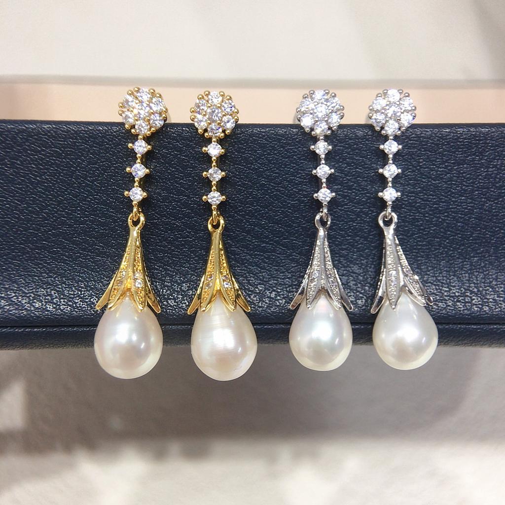 Natural Freshwater Pearl Drop Earrings,Real Pearl Elegant Earrings Gold Plated White Pearl Earrings Fine Jewelry Birthday Gifts