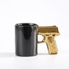 Creative Ceramic Gold Silver Pistol Cup, Gun Handle Mug, Personalized Water Cups, Coffee Cup, 3D Modeling Color Glazed Cups
