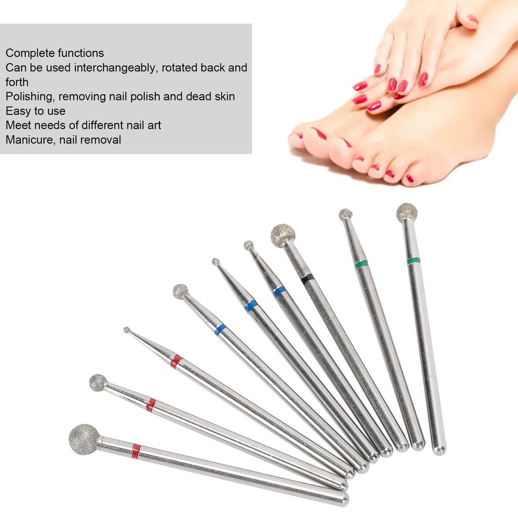 9pcs Nail Drill Bits Emery Nail Polishing Grinding Sanding Head Manicure Milling Cutter Bit