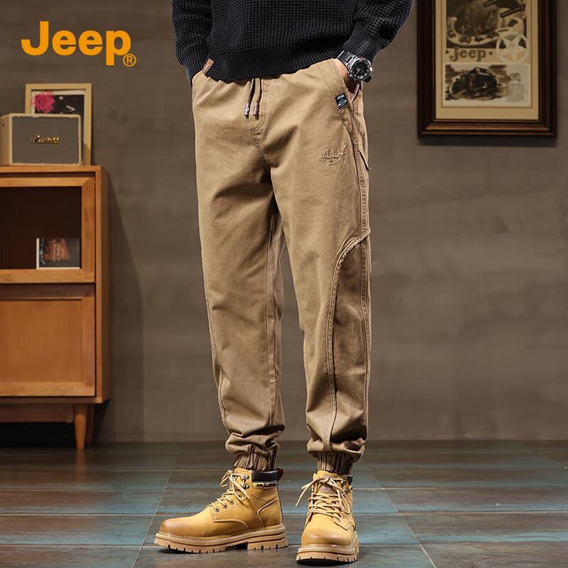 JEEP Men's Loose Fit Cotton Jogger Cargo Pants