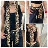 Leopard Pattern Long Neckerchief Skinny Scarf Necktie Handbag Wrap Handle Satins Belt for Wmen Bag Handle Accessory