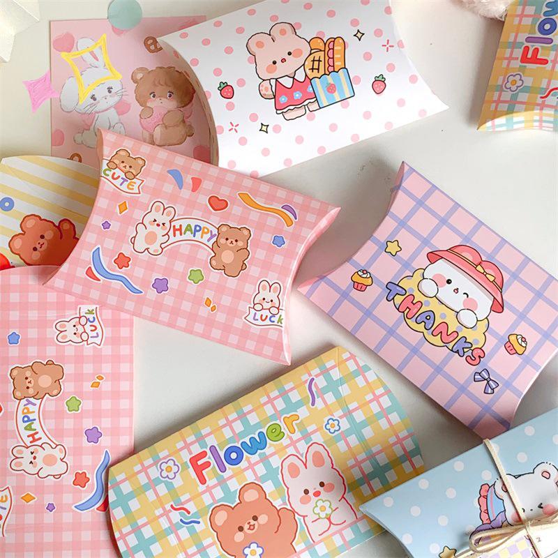 10 Stück Schokoladenbonbon Kissenbox Papier Cartoon Tier Geschenk Faltpapierbox Kleine Geschenkverpackungsbox
