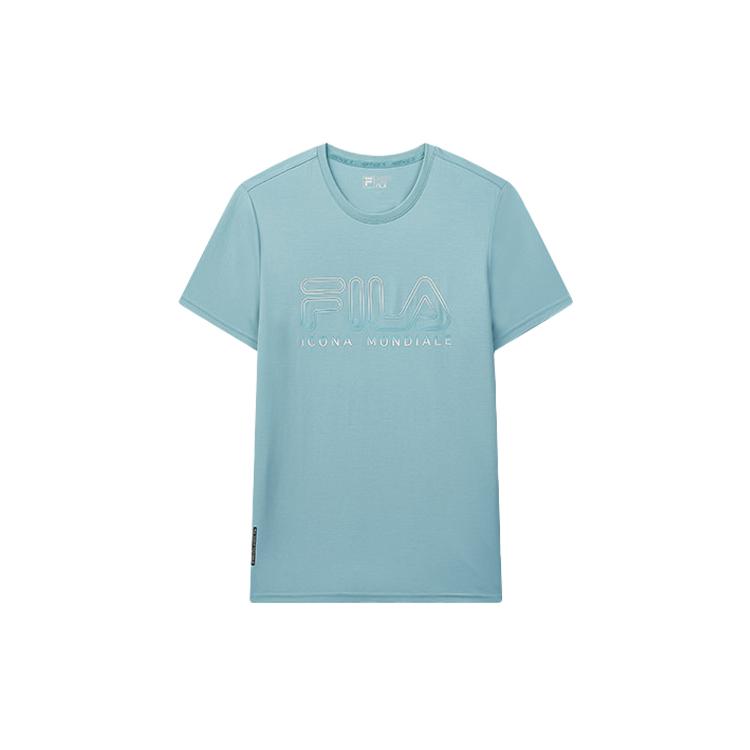 FILA T Shirts Men s Turquoise Crew Neck Moderate Straight Fit F11M038120F-TQ M