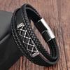 Simple Student Black Leather Rope Cowhide Men's, Woven Bracelet Handmade Multilayer Leather Bracelet