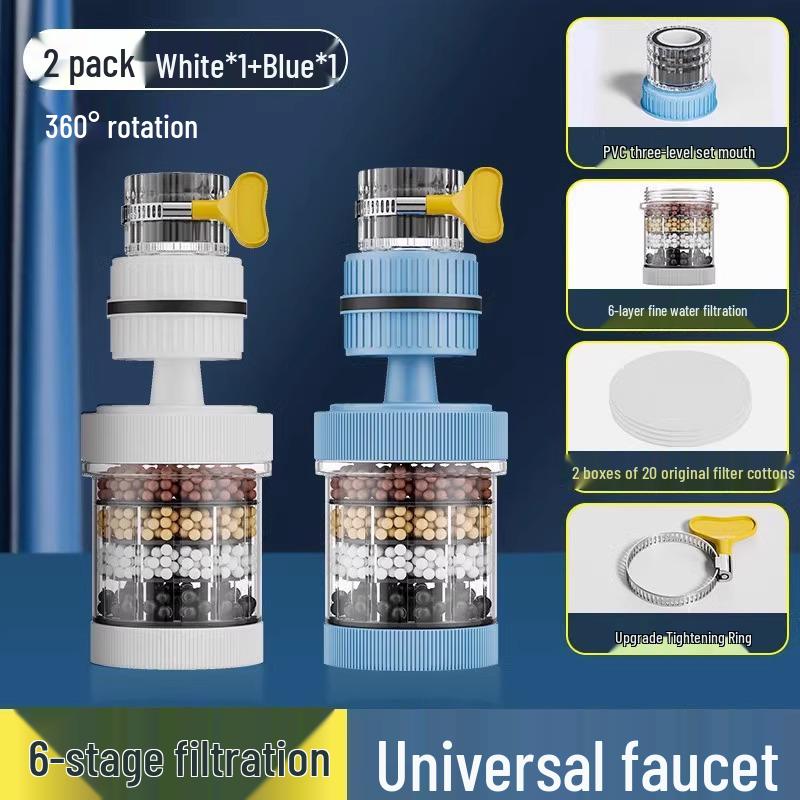 Filtre de Robinet Anti-Éclaboussures Universel & Pommeau de Douche Purificateur pour Cuisine et Dortoir