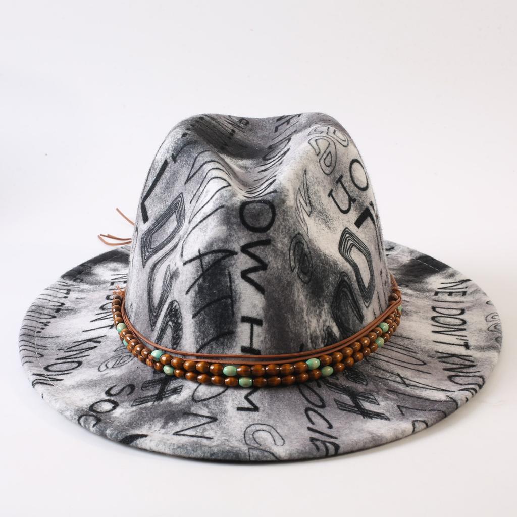 New European and American style letter printing fashion top hat men's and women's fashion jazz hat sunscreen sun hat