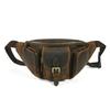 Men Vintage Top Layer Genuine Cowhide Waist Chest Sling Bag 8 Inch Crossbody Pack For Outdoor Hiking Travel Casual Use