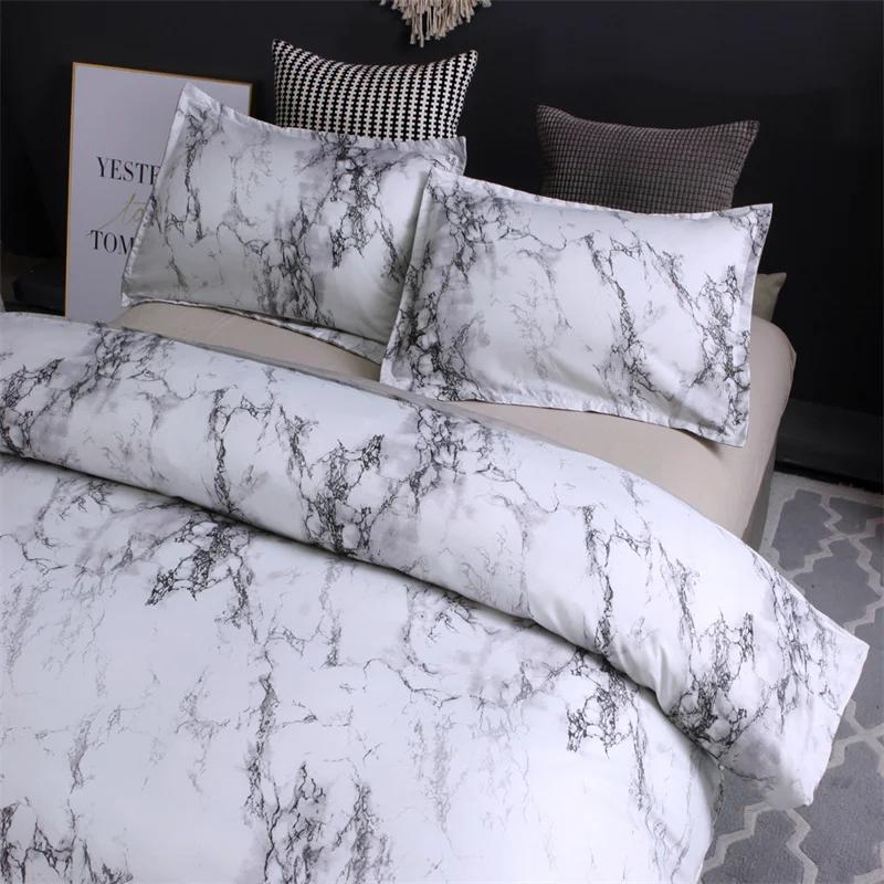 Marble 3pcs 100% Polyester Duvet Cover Set Granite Surface with Stormy Natural Mineral Stone Pattern Comforter Cover