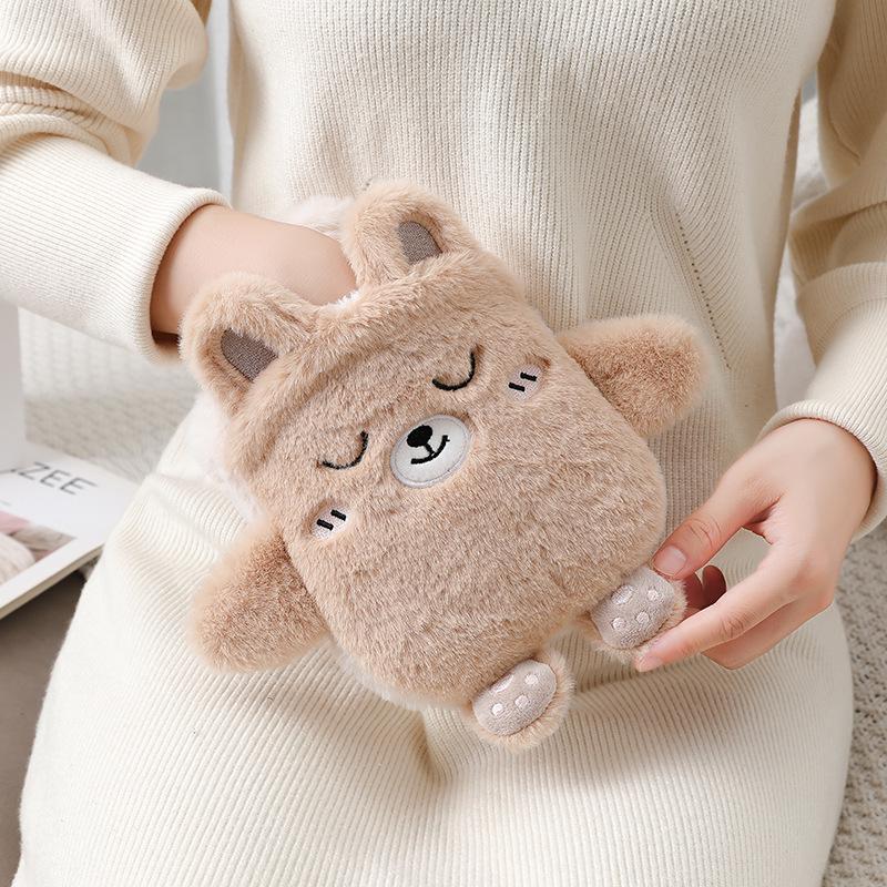 Plush Hand Warmer: Cozy, Explosion-Proof Hot Water Bottle with Washable Cover for Autumn & Winter.