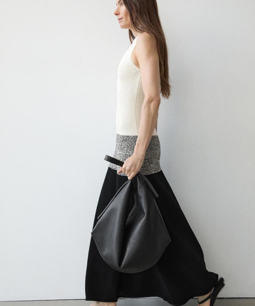 Masimodutti 100% Cotton Contrast Knit Midi Dress