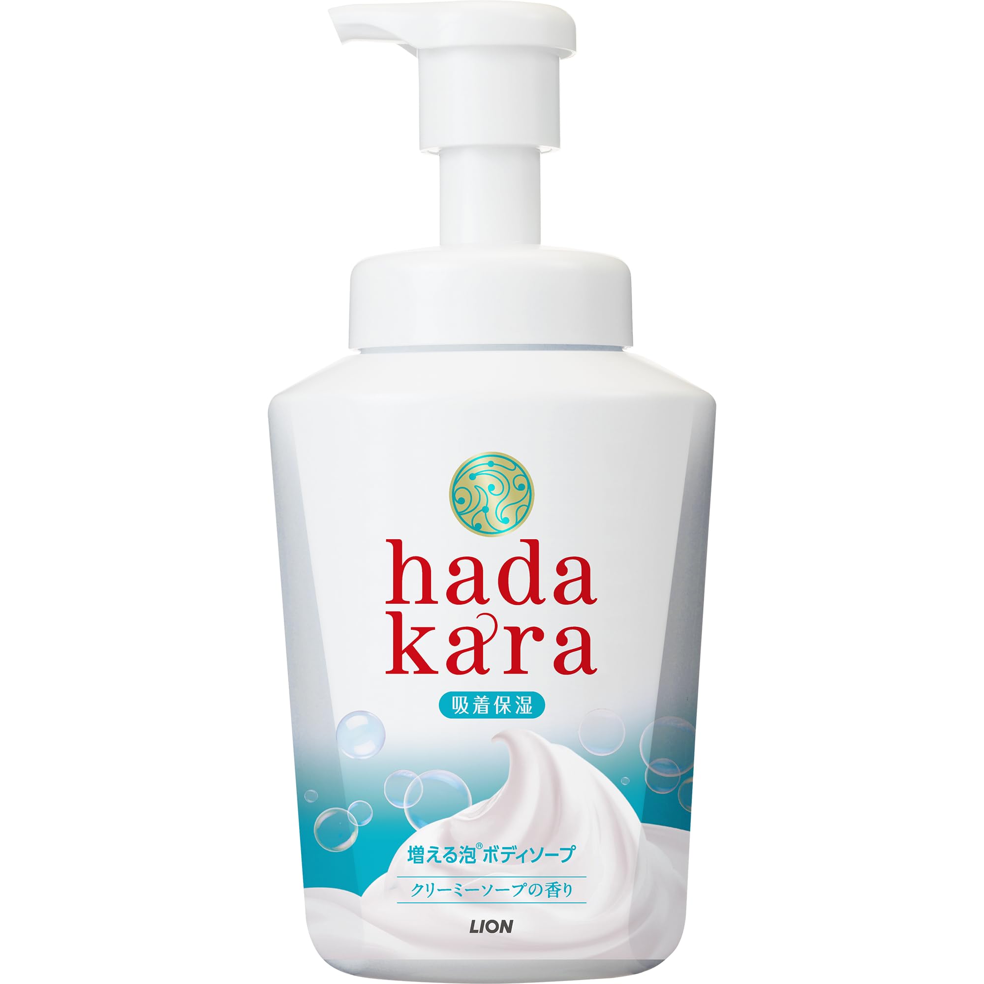 LION Hadakara Body Soap, Foaming, Creamy Soap Scent, 550ml, Increased Foam Body Soap