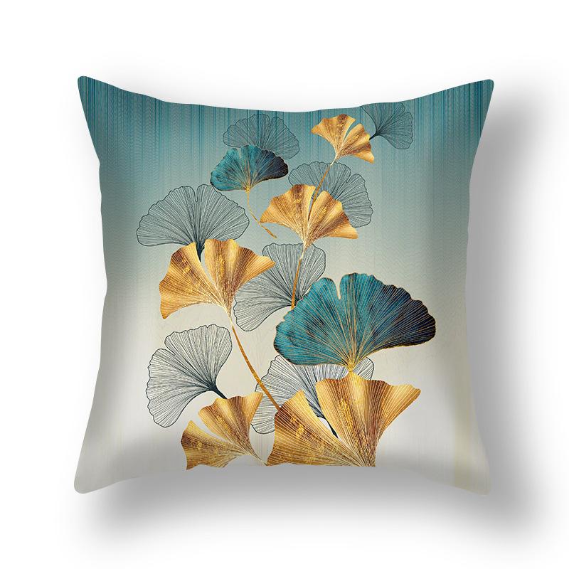 Short Plush Pillowcase, Simple and Versatile Ginkgo Leaf Pillow, Modern Decorative Sofa Pillow, Cushion