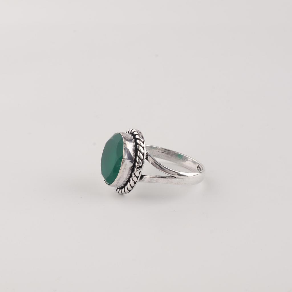 Natural Green Onyx Gemstone 925 Solid Silver Designer Handmade Jewelry Ring For Anniversary Gift RR-84-18