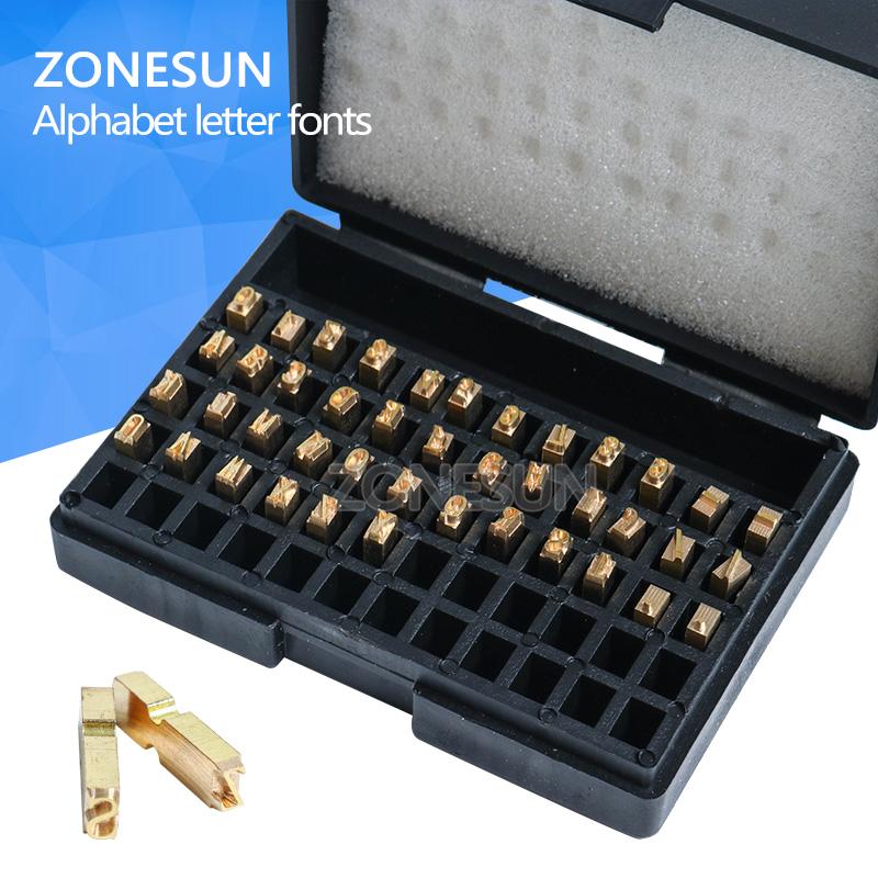 ZONESUN A-Z 0-9 Characters Letters Numbers Hot Stamping Copper Letter for ZY-RM5/ZY-RM5-E/ZY-RM5-E2 Ribbon Coder Date Printer