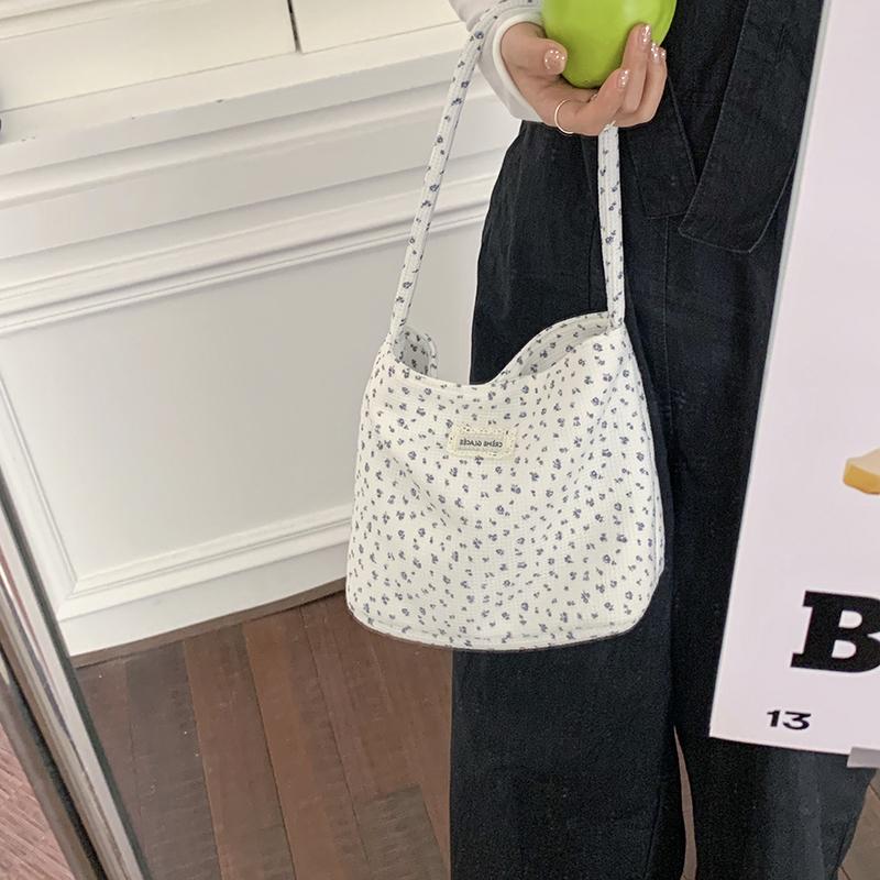 Women Floral Dot Canvas Tote Bag Mini Shoulder Handbag Casual Daily Purse