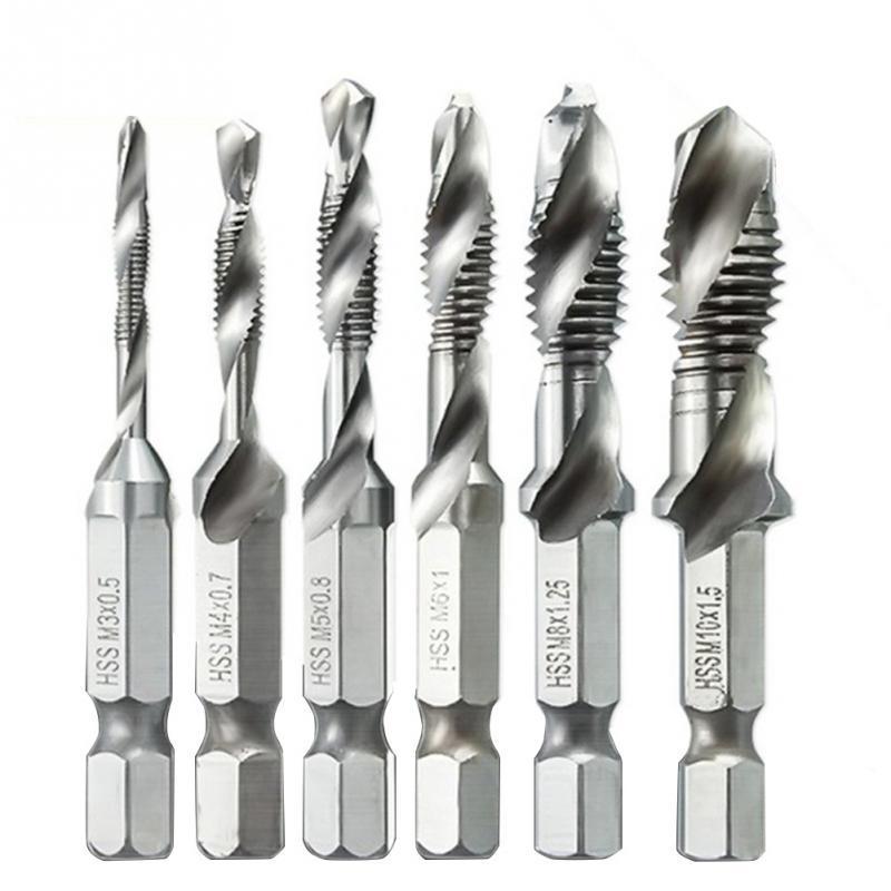 Multifunctional Hex Shank Spiral Tap and Drill Set for Electric Drills