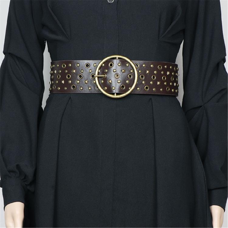 Pin Buckle Waist Belt with Rivet Adjustable Waist Belt for Women Jean Skirt Coat