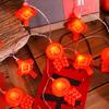 Chinese Style Spring Festival Lights Decor Wealth God Lantern String Birthday Celebration
