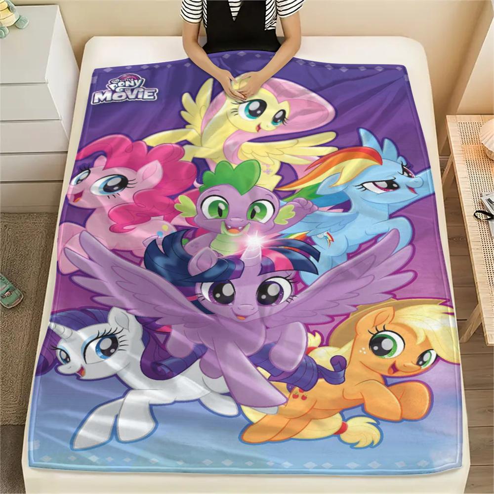1Pc My Little Pony Print Flannel Blanket, High quality Comfortable for All Seasons, Home Decor, Warmth and Comfort, Perfect for Gifts