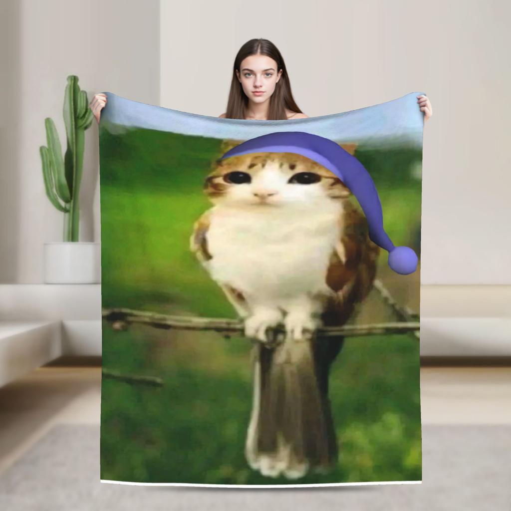 Decora Meowl Soft Warm Blanket Airplane Travel Plush Throw Blanket Aesthetic Outdoor Flannel Bedspread Sofa Bed Cover