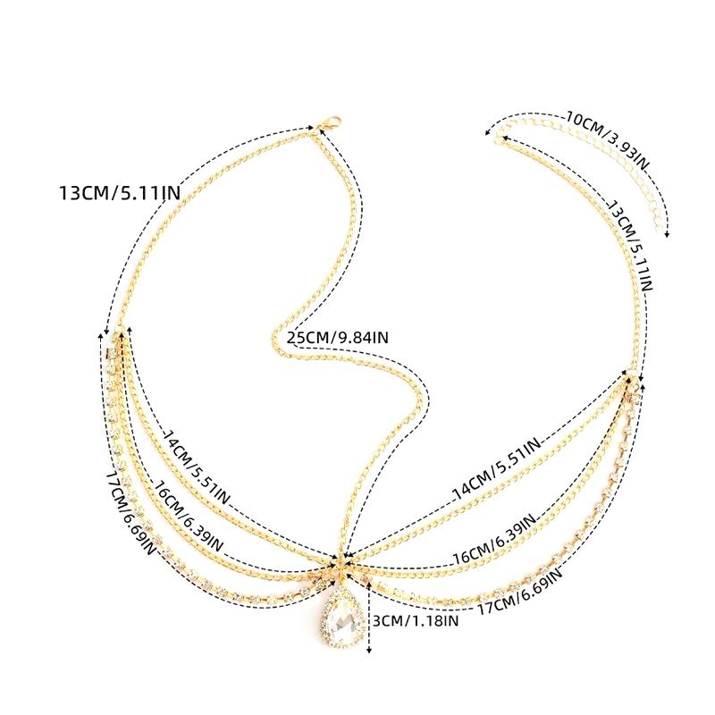 Handgefertigtes Süßes Hochzeitskopfstück Kristall Braut-Kopfkette Diadem Haarschmuck für Damen Strass Stirn-Haarband Zubehör