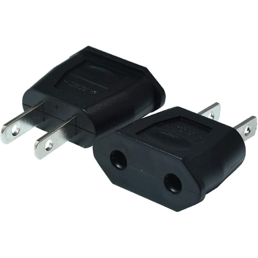 Socket Plug Adapter Europe EU Euro To US Travel Charger AC Power Converter 2PCS(Black)