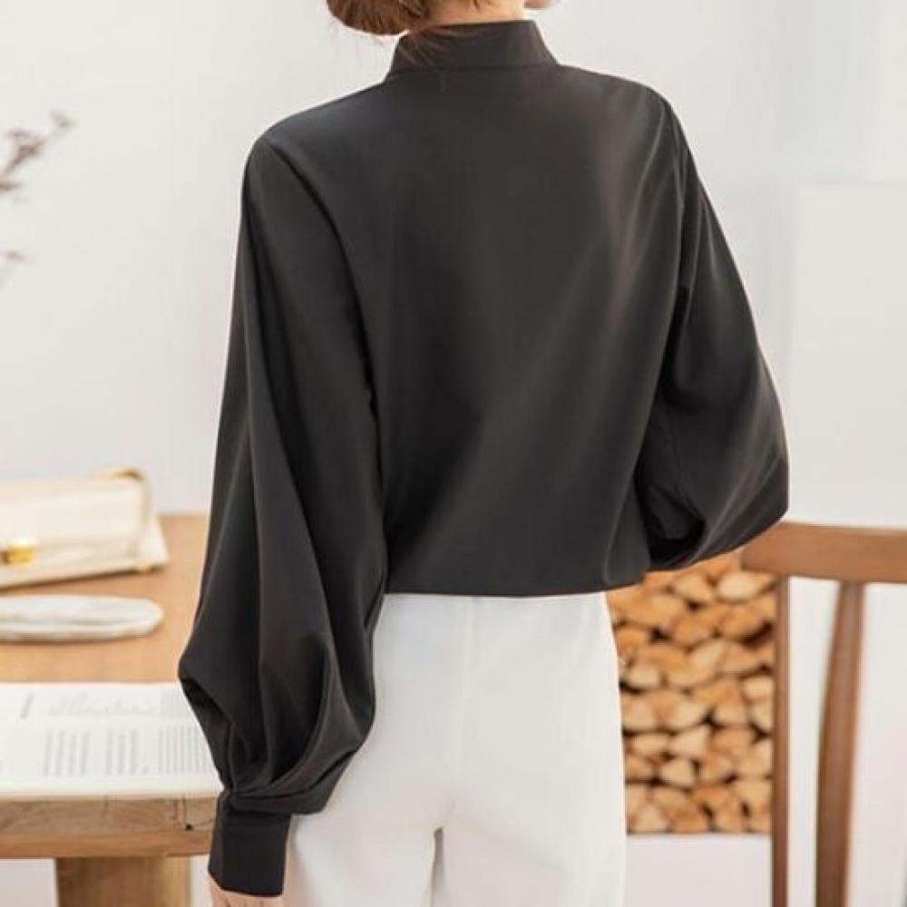 Navava Women Soft Solid Vintage Volume Long Sleeve Shirt Nb2429