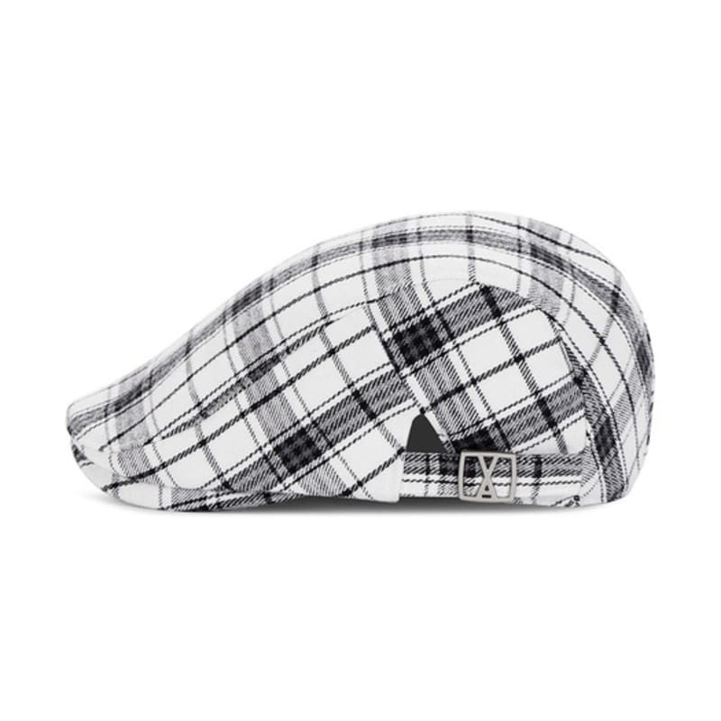 VARZAR VA Square Belt Check Hunting Cap White Check