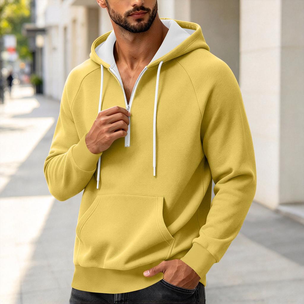 Herren Color Zip-Up Hoodie, Lässiges lockeres Langarm-Sweatshirt für Frühling und Herbst