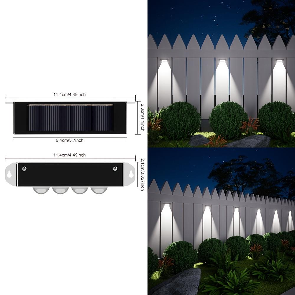 1-4 Lens Brighter Solar Fence Lights Outdoor 4 Pack Wall Light Waterproof Garden Lamp Solar Powered for Outside Pathway Yard