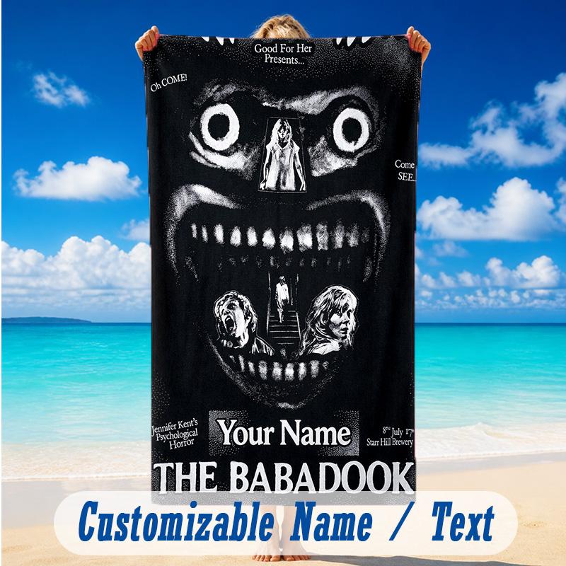 Beach Towel Custom Name Text, Quick Dry Large Towel For Beach HomeThe Babadook