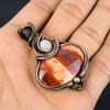 Red Snake Skin & Moonstone Pendant Gemstone Handmade Jewelry, 999 Copper Wire Wrapped Pendant, Gift For Wife Jewelry