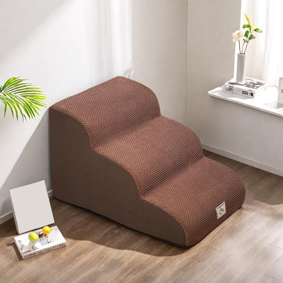 Dog Stairs for Small Dogs Curved Dog Steps Indoor Puppy Older Pets Ramp with Washable Cover Non-Slip Bottom Stairs for Puppies Medium Pets