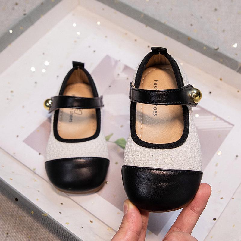 

2025 Весна/Осень Кожаные туфли Мэри Джейн с мягкой подошвой для девочек, туфли принцессы 24 чёрный