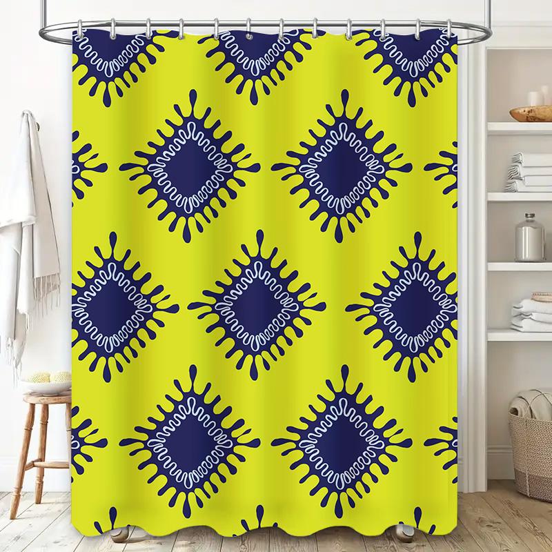 Bright Yellow Blue Waterproof Shower Curtain Modern Sunburst Print Decorative Bath Accessories 180x243cm (71 x 96) Fast Shipping