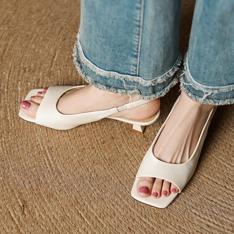 Fashion 2025 New Summer Women Sandals Kid Suede Leather Women Shoes Peep Toe Chunky Heel Concise Designer Sandals