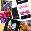 FEISEDY Rimless Sunglasses with UV Clear Set of B2826 Women's Protection, Heart-Shaped Design, Lenses, 2,