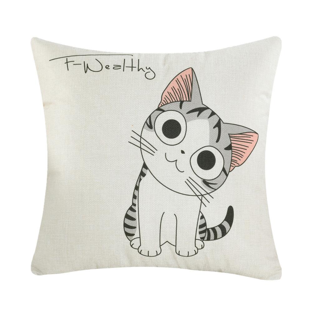 

Чехол для диванной подушки с принтом мультяшного кота 45x45 см, наволочка для детской спальни, украшение для игровой комнаты 45x45cm