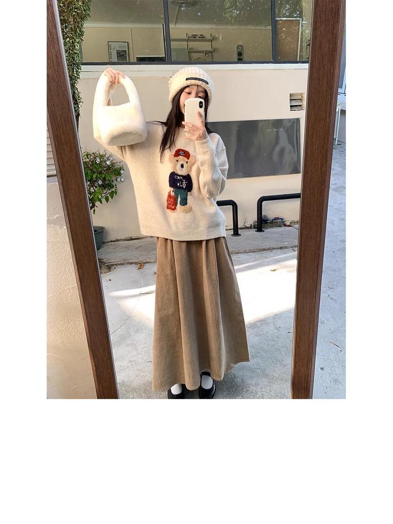 Weicher & Stilvoller Bärenpullover - Damen Herbst/Winter 2025, Koreanischer Locker Gestrickter Pullover