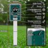 Solar Powered Ultrasonic Animal Repellent Device with Flash Strobe Light for Cats Dogs and Martens