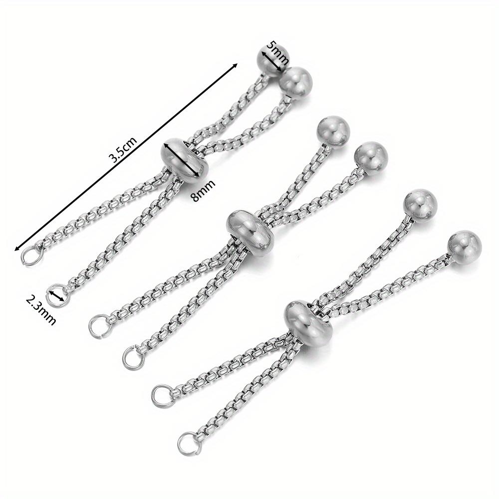 3Pcs/Lot Stainless Steel Slide Bracelets Adjustable Chains Bracelet with Rubber Beads for Jewelry Making Accessories