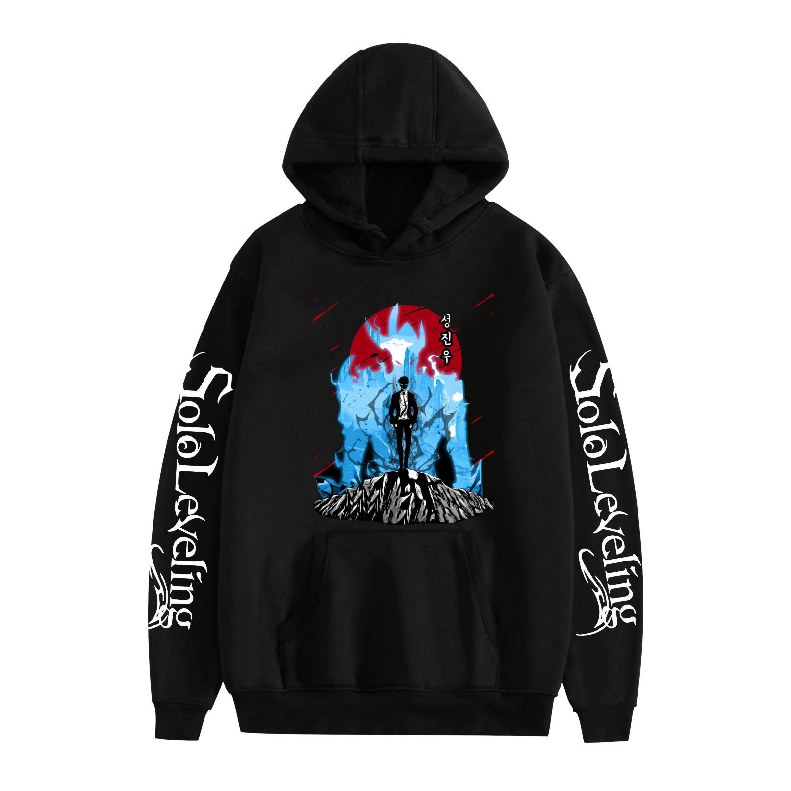 

Hot Solo Leveling Anime Funny Hoodie Hip Hop Graphic Sweatshirts Streetwear Harajuku Tracksuit XS чёрный