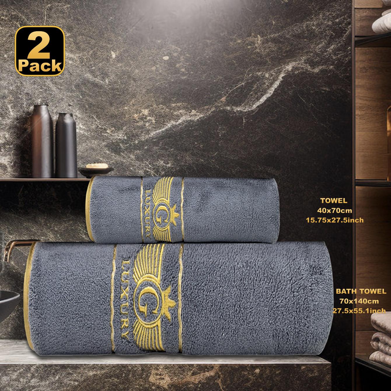 

Тканое коралловое бархатное полотенце, банное полотенце, 2 шт., домашнее, мягкое, прочное, впитывающее, однотонное, с вышивкой, банное полотенце, теплое и удобное, для дома, ежедневные потребности 1 SET