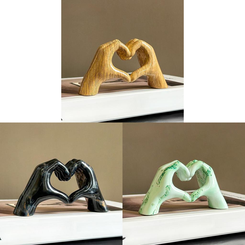 Heart Hand Gesture Sculpture With Resin Material For Wedding And Party Decor