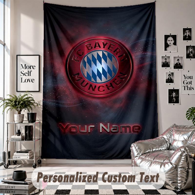 Arazzo da Appendere alla Parete con Nome e Testo Personalizzati, Arazzo Decorativo del Bayern Monaco per la Camera da Letto