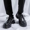 Fashion Casual English Platform Derby Shoes for Men Fashion Cow Leather High Sense Black Wedding Groom Low-top Platform Shoes Man
